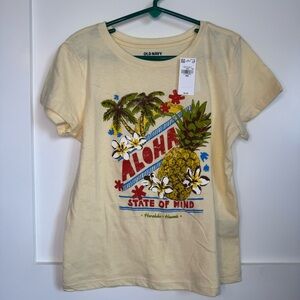 NWT Old Navy Tropical Honolulu Hawaii Aloha Graphic Tee Girl’s Size Medium (8)